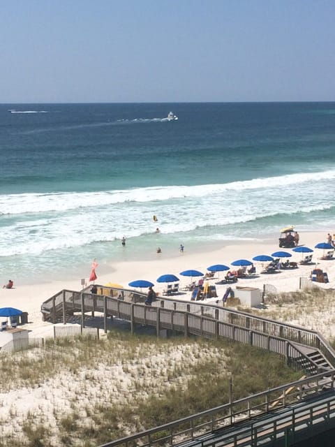 Beach view from balcony and bedroom window