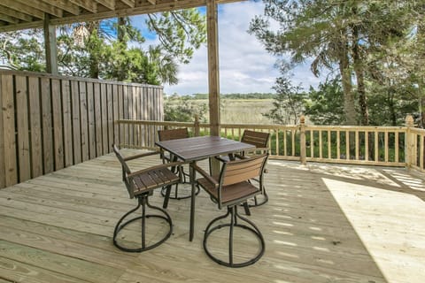 Back deck with dining table