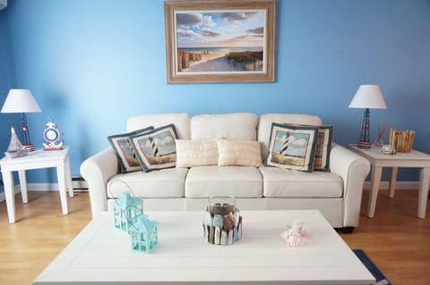Family room with large leather couch