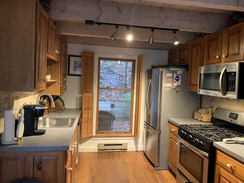 bright kitchen with all. stainless steel appliances