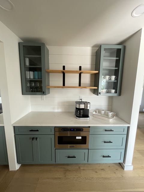 Coffee area/built in slide out microwave 