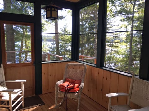 Screen porch, facing lake