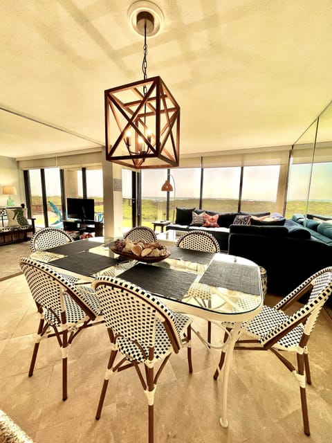 Spacious. A large sliding wall divides this area into two very private spaces. 