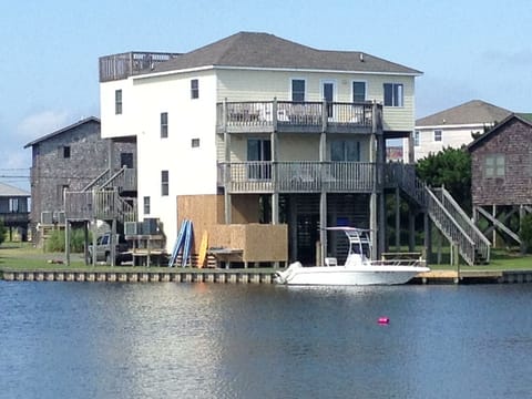 View from the water- boat dock and bulk head.
