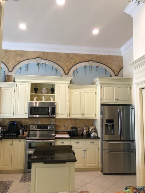 Partial view of kitchen. 