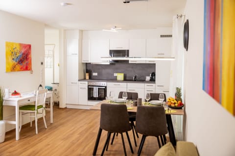 City Apartment, 1 Bedroom, Accessible, Terrace | Private kitchen | Full-size fridge, microwave, stovetop, dishwasher