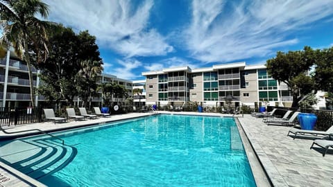 The outdoor heated pool