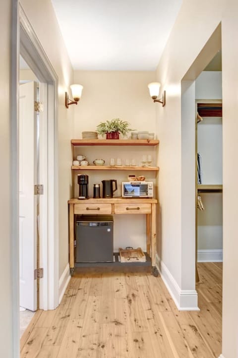 Coffee Nook with dishes, silver and glassware