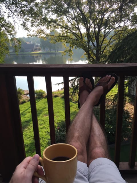 Upper deck overlooking lake