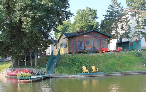 View of Maple Leaf Cabin from Miss Maple, our pontoon boat