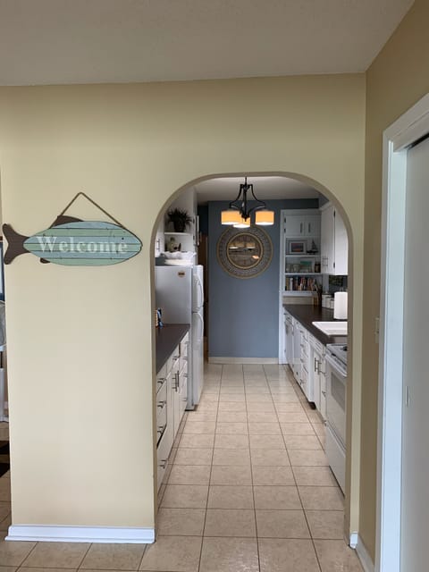 Walking into the kitchen