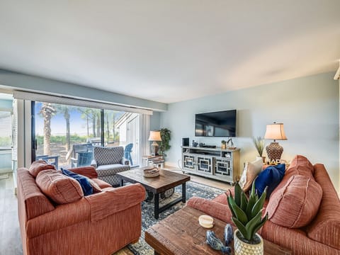 Living Room with New 55 inch TV and Ocean Views at 1414 South Beach Villa