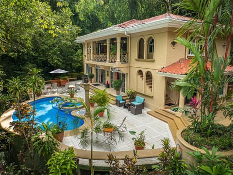 The villa’s architecture blends effortlessly with its tropical surroundings