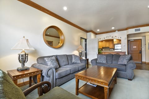 Living room with cabin inspired decor