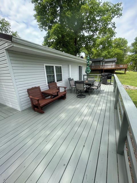 Back deck with charcoal grill