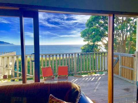 View of sea and mountains from the living room
