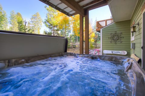 Enjoy the breathtaking view from the hot tub on the patio.