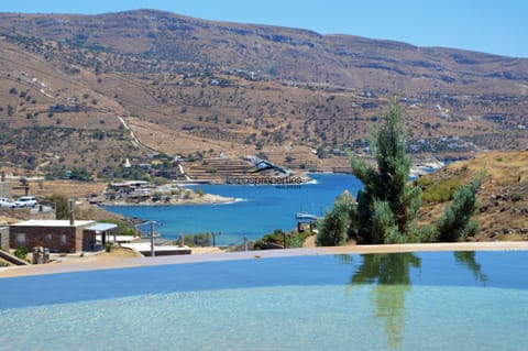 The view of the Bay of Koundouros from the swimming pool