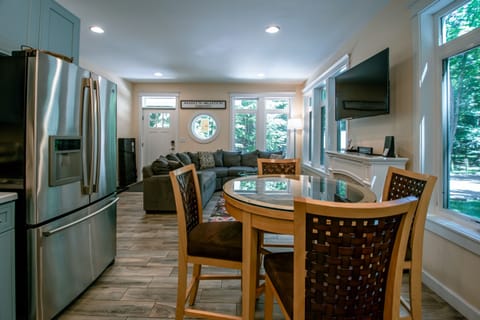 Kitchen looking into living room