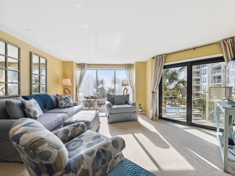 Living Room with Ocean Views and Access to Balcony at 1201 Villamare