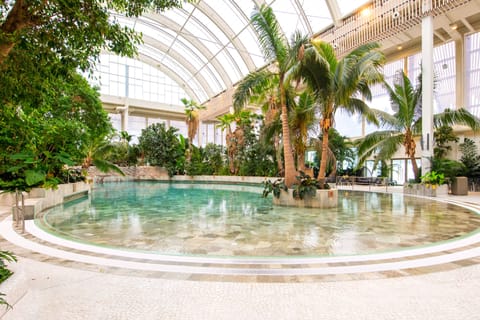 Indoor pool, outdoor pool, open 10:00 AM to 8:00 PM, lifeguards on site