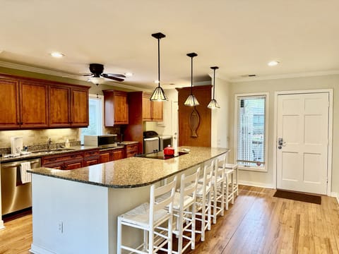 Renovated kitchen with long island