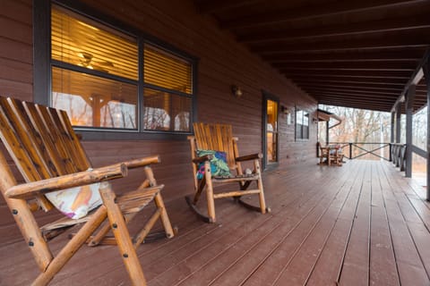 This is one of two huge covered porches/decks for reading and relaxing