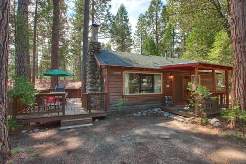 Front of the cabin with deck