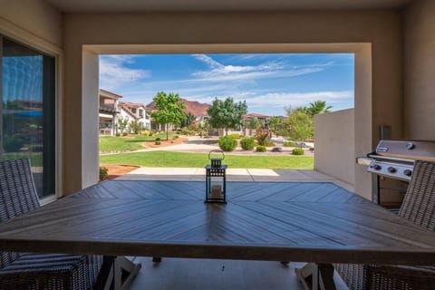 Lower patio with outdoor dining space