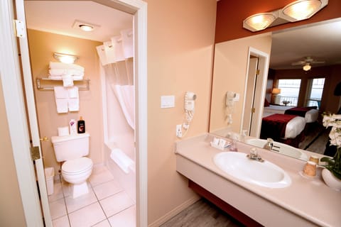 Room, 2 Queen Beds, Ocean View | Bathroom | Combined shower/tub, free toiletries, hair dryer, towels