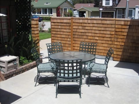 Private patio area with BBQ