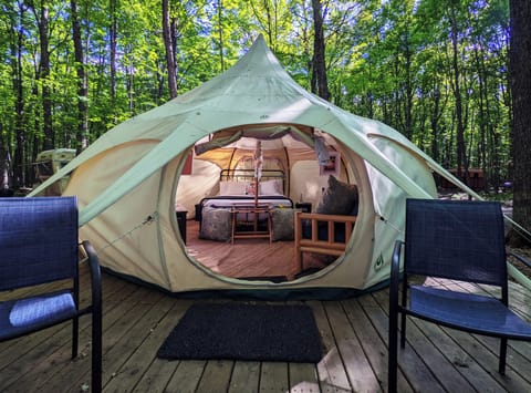 Hawaiian Luxury Tent #2 (Premiere Resort Amenities Included!) | Egyptian cotton sheets, premium bedding, memory foam beds