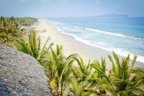 View from our House, looking down the beach and into the Pacific Ocean.