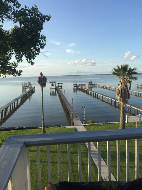 You can see Galveston across the bay from the deck. 