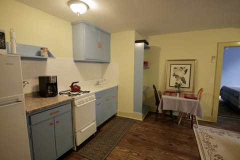 View from entrance to eating nook.