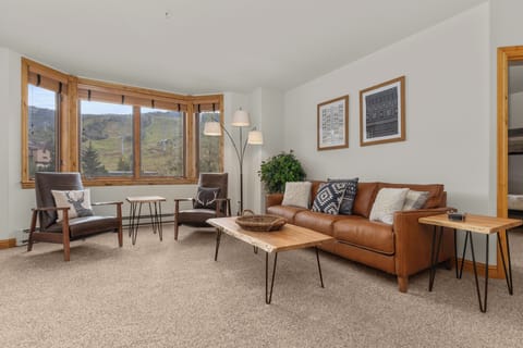 Living room looking out at the ski slopes