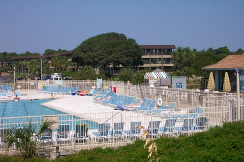 Our front row corner ocean villa viewed from the Pool, Beach Bar and Boardwalk