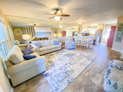 Spacious living room with sleeper sofa