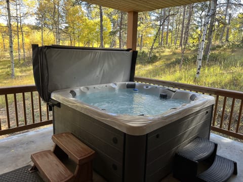 Hot tub covered patio off of the Game Room