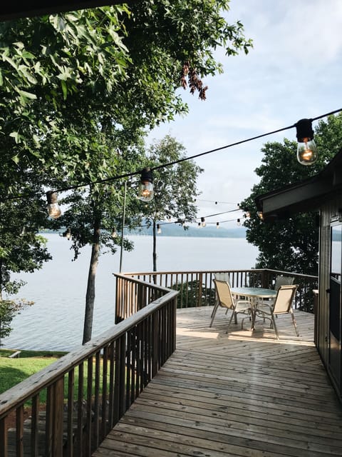 Gorgeous deck with a dining table for outdoor meals