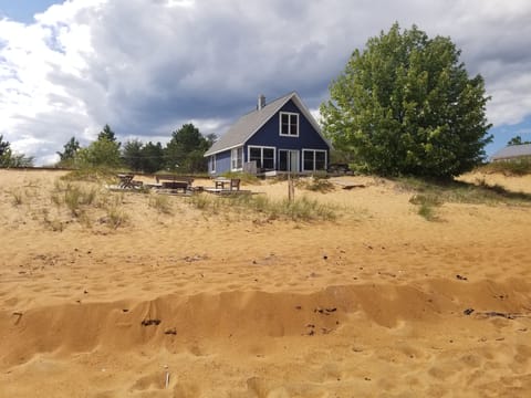 View from Lake Superior looking at house and property. 
