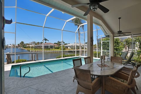 Pool, patio and view