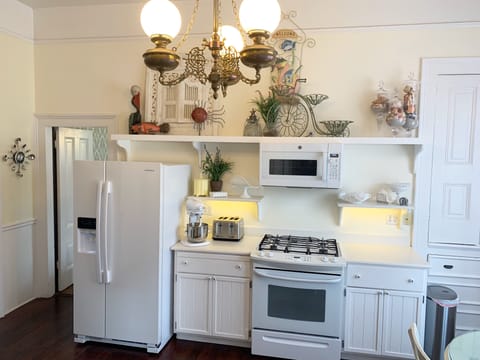 Kitchen with standard oven plus a convection/microwave oven. 