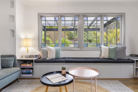 Living room view 2: A built in window seat to take in the views of the gardens 