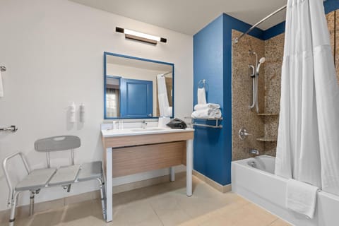 Suite, 1 King Bed, Accessible | Bathroom | Free toiletries, hair dryer, towels, soap