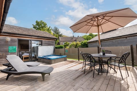Private decking with hot tub and seating