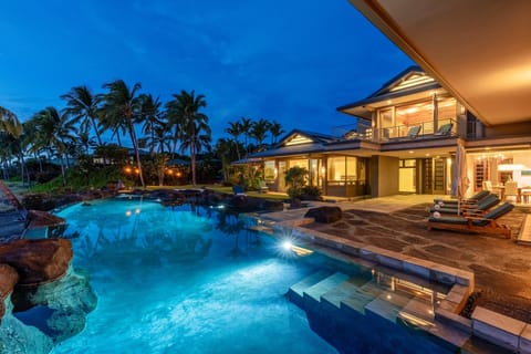 Outdoor living at its finest with a poolside retreat under the stars.