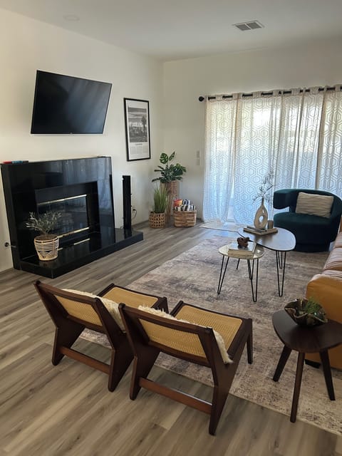 Living room with electric fireplace