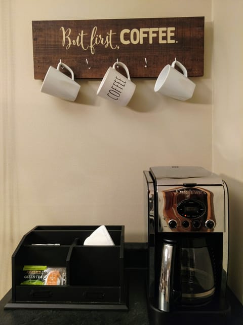 Coffee or tea to start your morning or relax after dinner.  (Keurig machine)