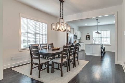 central dinning room with decorative lighting